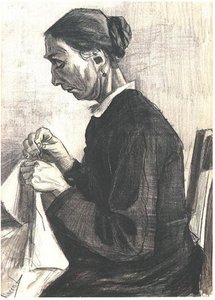 Vieille Femme Cousant